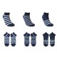 Soquete rayado 6 pares azul