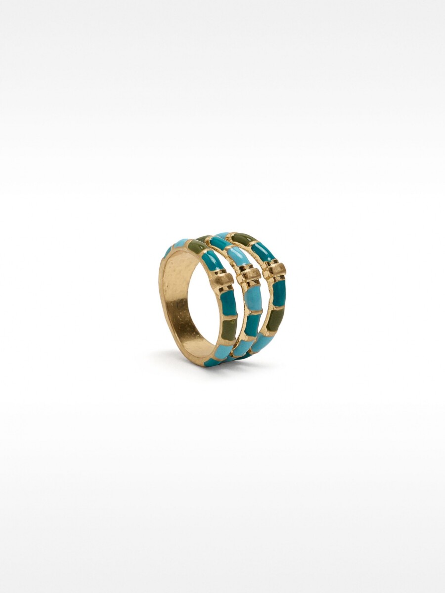 Anillo Efecto Triple Con Esmaltado multicolor
