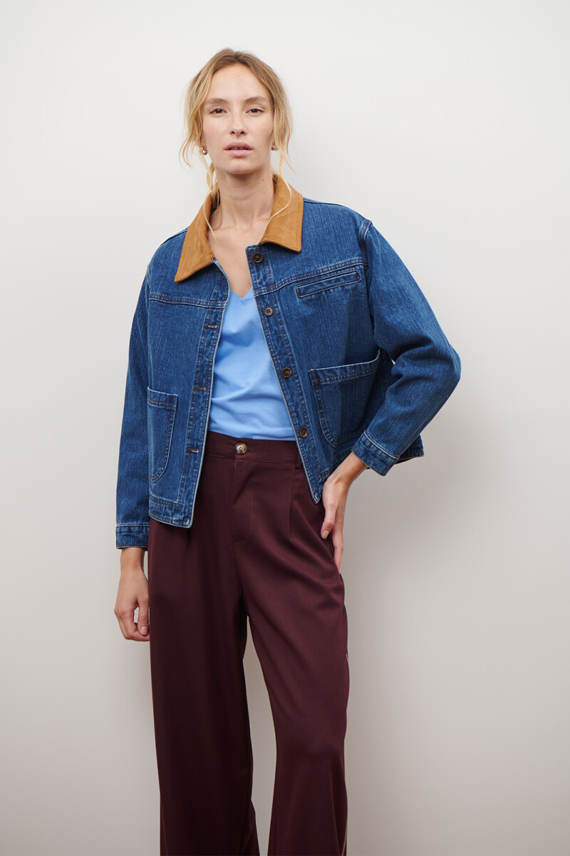 CHAQUETA JEAN CUELLO CAMEL