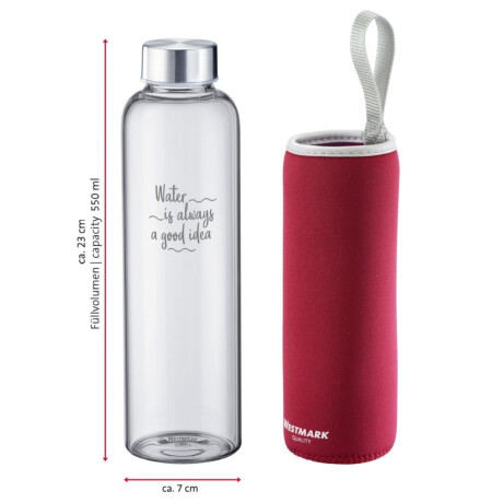 Botella de Vidrio con Funda 550 ml Rojo Westmark Botella de Vidrio con Funda 550 ml Rojo Westmark