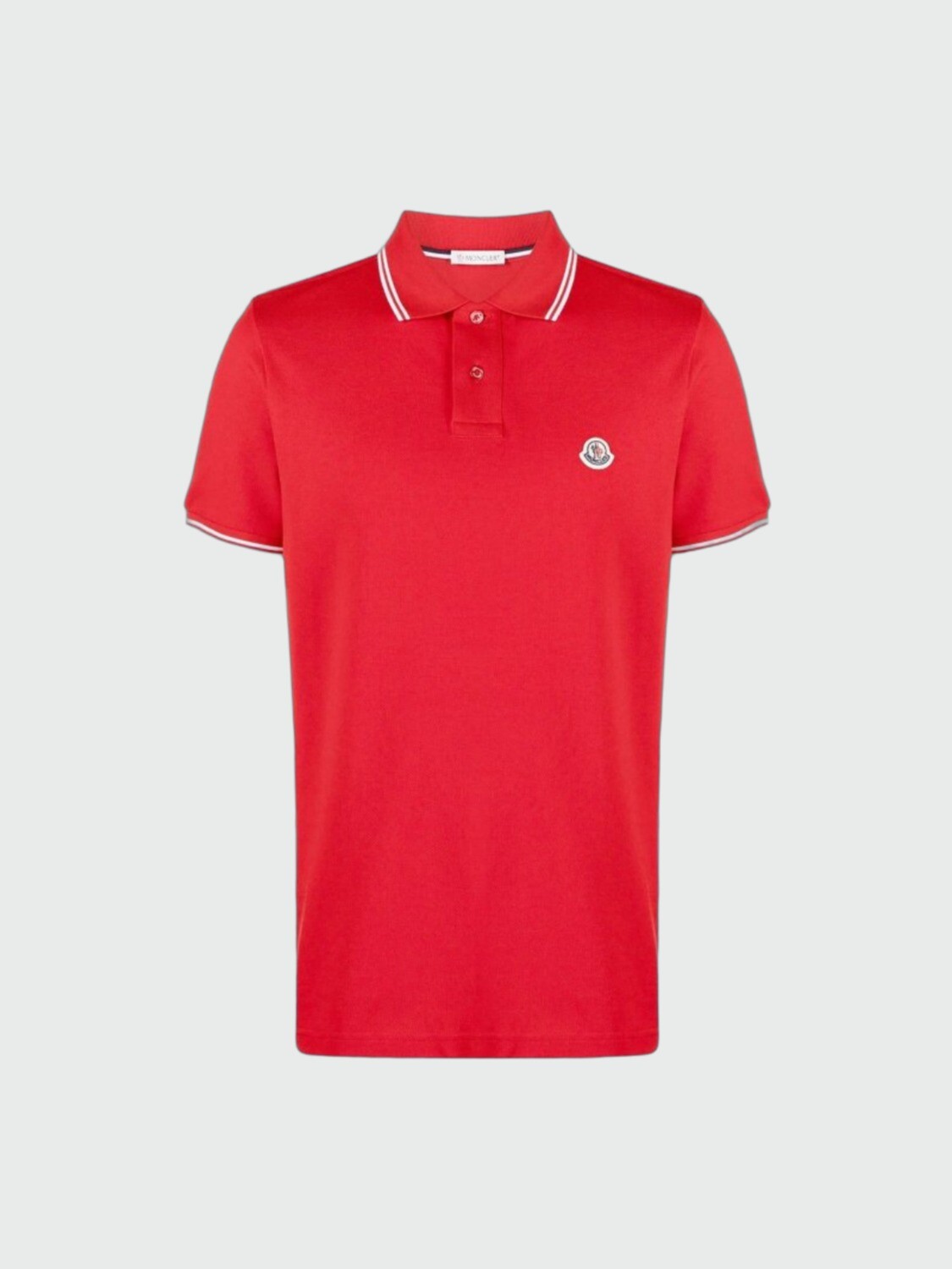 Moncler - Remera polo confeccionada en piqué de algodón Rojo