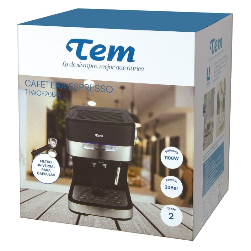 Cafetera espresso 2 tazas TEM T1WCF20BS 7403 Cafetera espresso 2 tazas TEM T1WCF20BS 7403