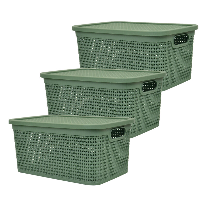 Set x3 Caja simil ratán VERDE