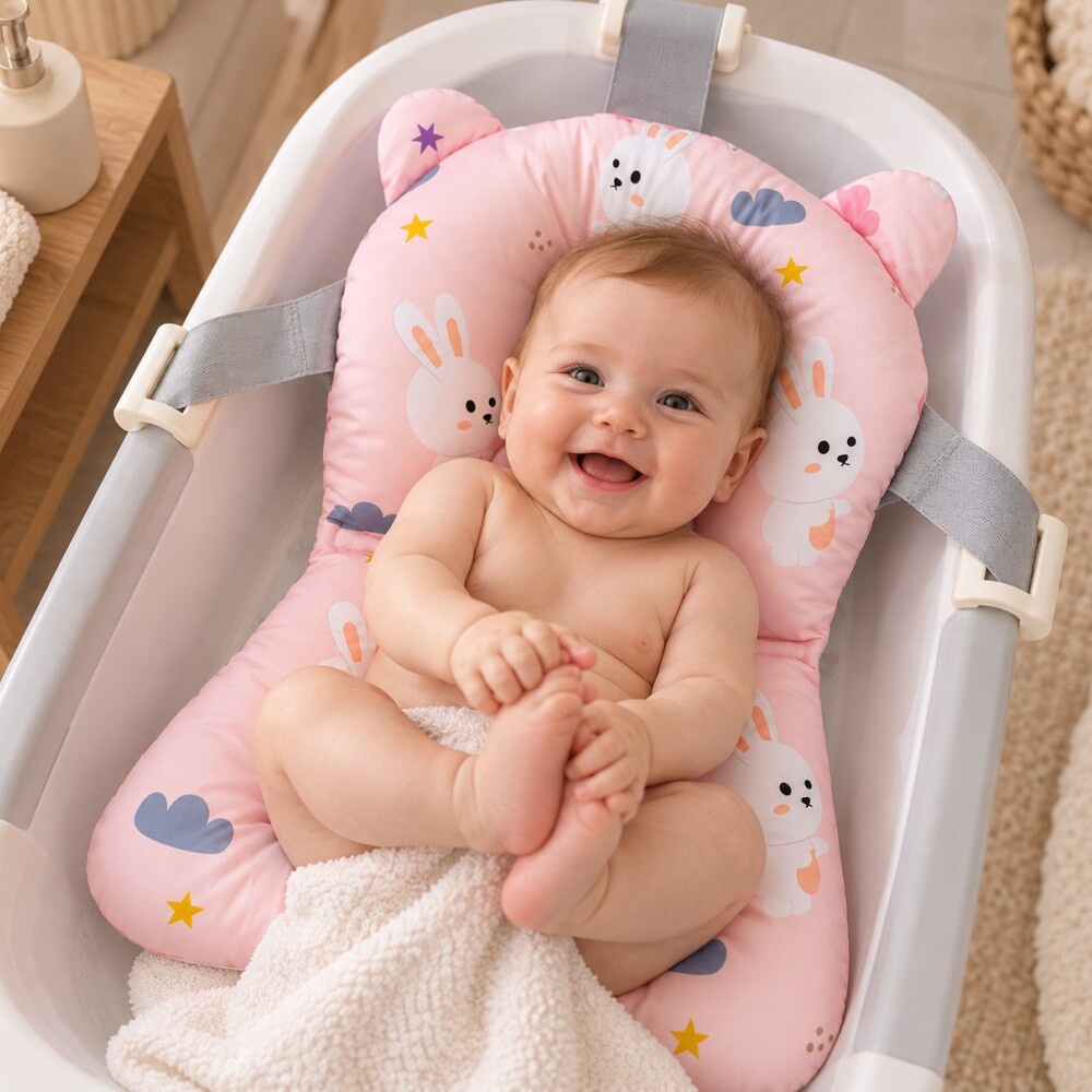 Reposera baño universal SPLASH conejitos rosa