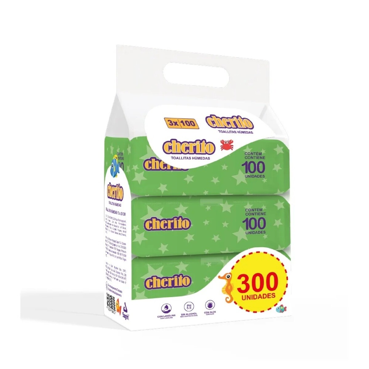 Toallitas Húmedas Cherito 100 Uds. X3 