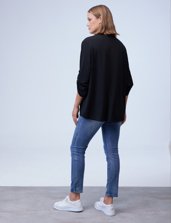 Blusa Oversize Zip NEGRO