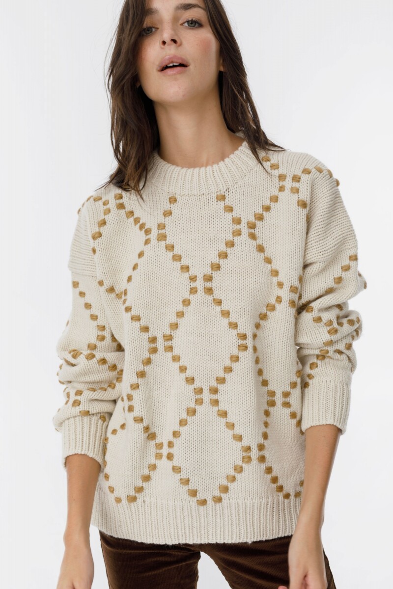 Sweater Rainbow Bordado beige