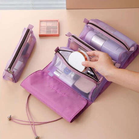 Neceser plegable con estuches con velcro Violeta