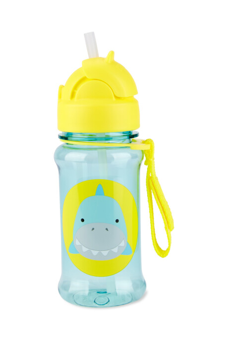 Botella de plástico Tritan, con sorbito, diseño tiburón Botella de plástico Tritan, con sorbito, diseño tiburón