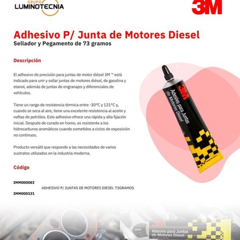 ADHESIVO PARA JUNTAS MOTORES DIESEL 73GR - 3M ADHESIVO PARA JUNTAS MOTORES DIESEL 73GR - 3M