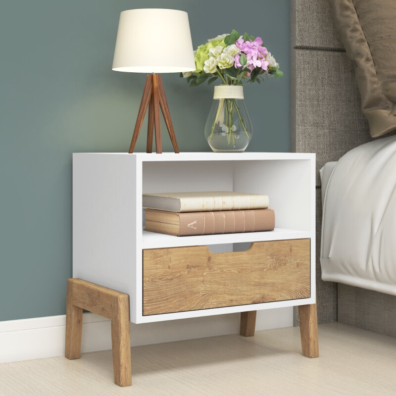 Mesa De Luz Nordica Living Dormitorio Combinada 1 Cajón Mesa De Luz Nordica Living Dormitorio Combinada 1 Cajón