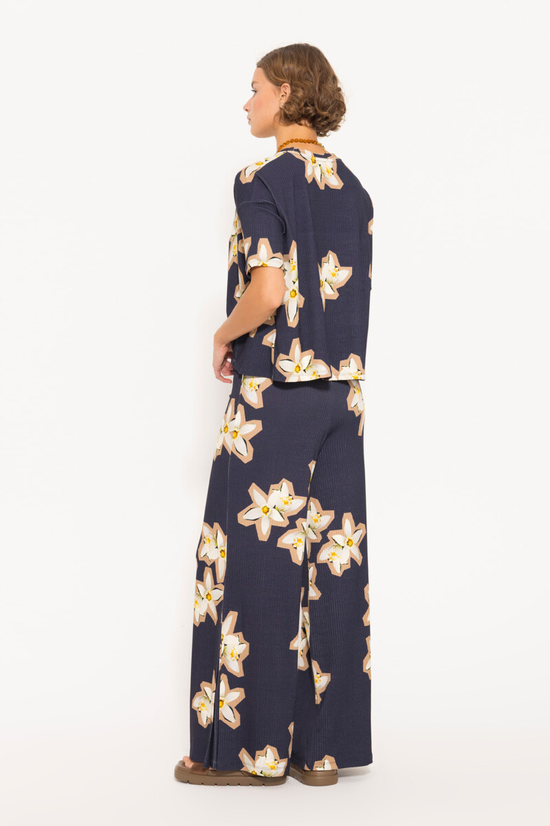 PANTALON FLOWER Azul Marino