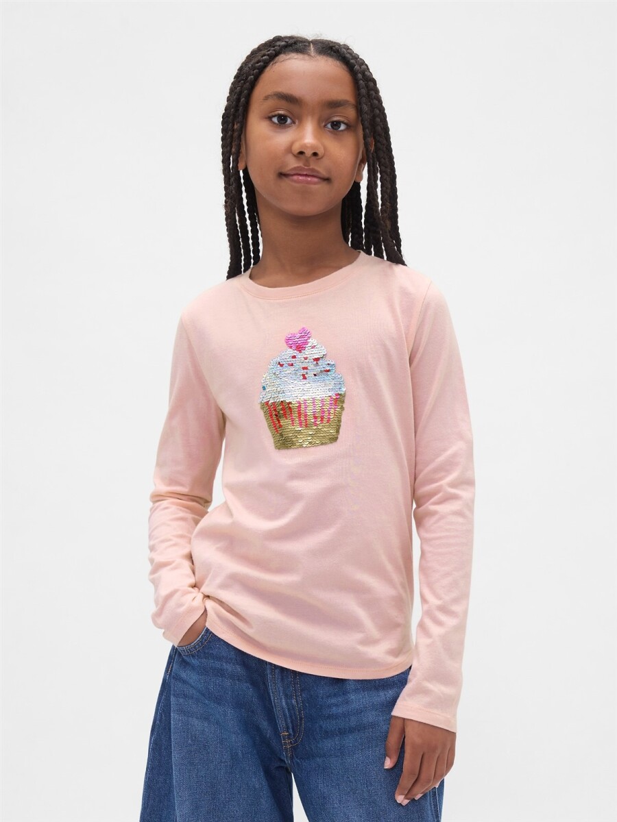 Remera Lentejuelas Niña - Pure Pink 