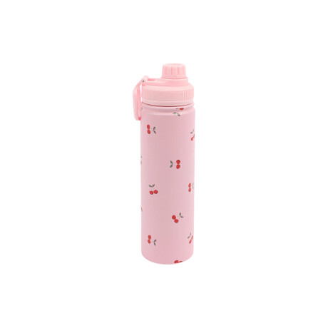 Botella deportiva con infusor 750ml – Diseño rosa con cerezas – Con tapa y asa Rosado