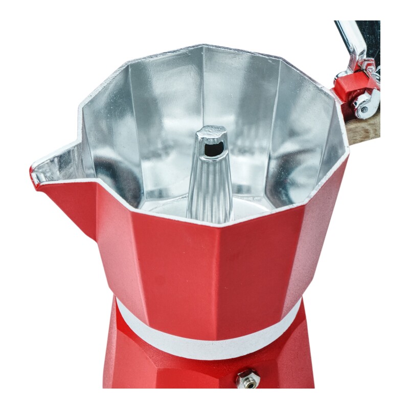 Cafetera Italiana Espresso 6 Tazas Aluminio Rojo