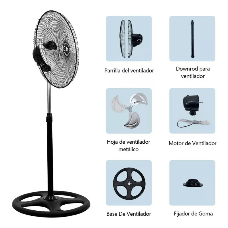 Ventilador De Metal Pie Negro Negro