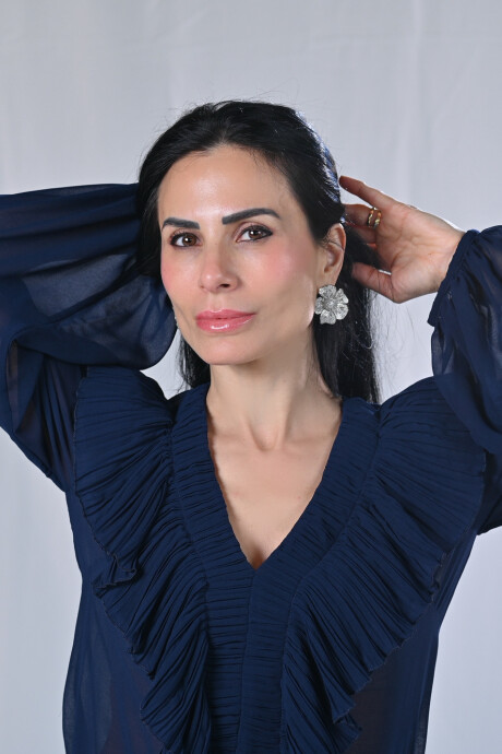 Camisa plisada Chenoa Azul Marino