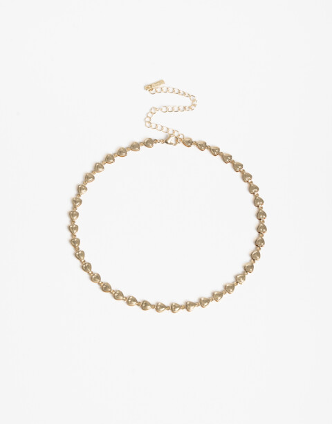 Collares Cortos Metal Collar Corto Metal Corazones - Dorado