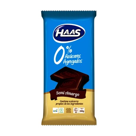 Tableta de chocolate Haas 0% azucar 150g semi amargo Tableta de chocolate Haas 0% azucar 150g semi amargo