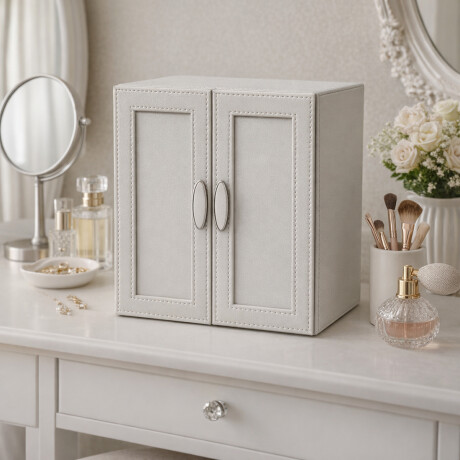 Joyero organizador con cajones y puertitas - 21x17x24cm Gris