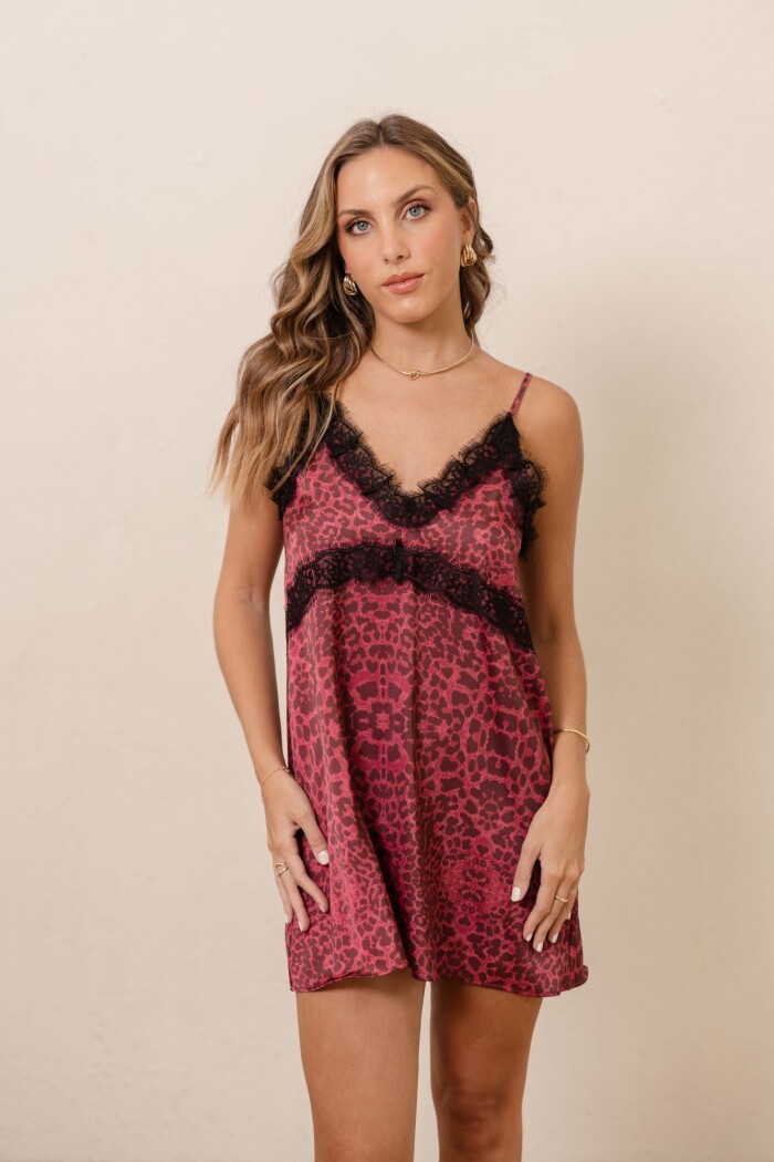 VESTIDO ISABEL MINI ROUGE WILD CHEETAH VESTIDO ISABEL MINI ROUGE WILD CHEETAH