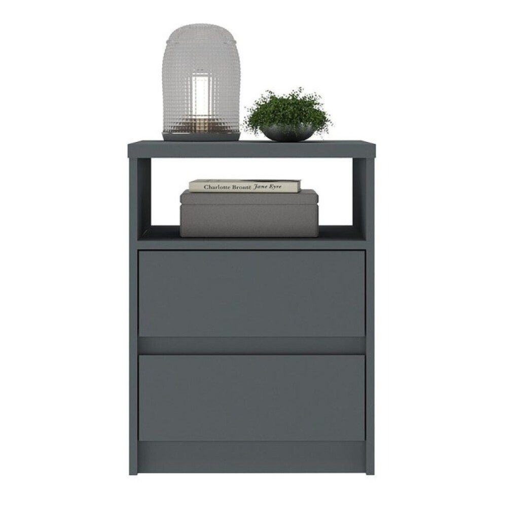 Mesa de Luz 2 Cajones SOUTH Plus Gris
