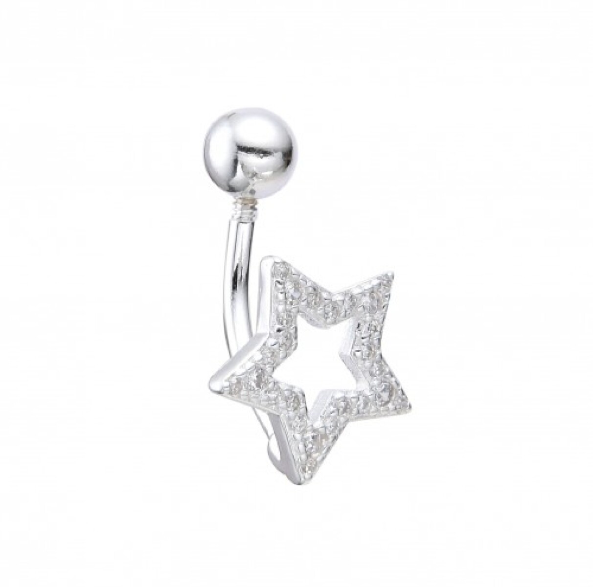 Piercing de plata 925 con circonias, ESTRELLA. 