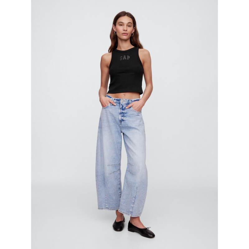 V-SL RIB 2X2 LOGO CROP TANK BLACK