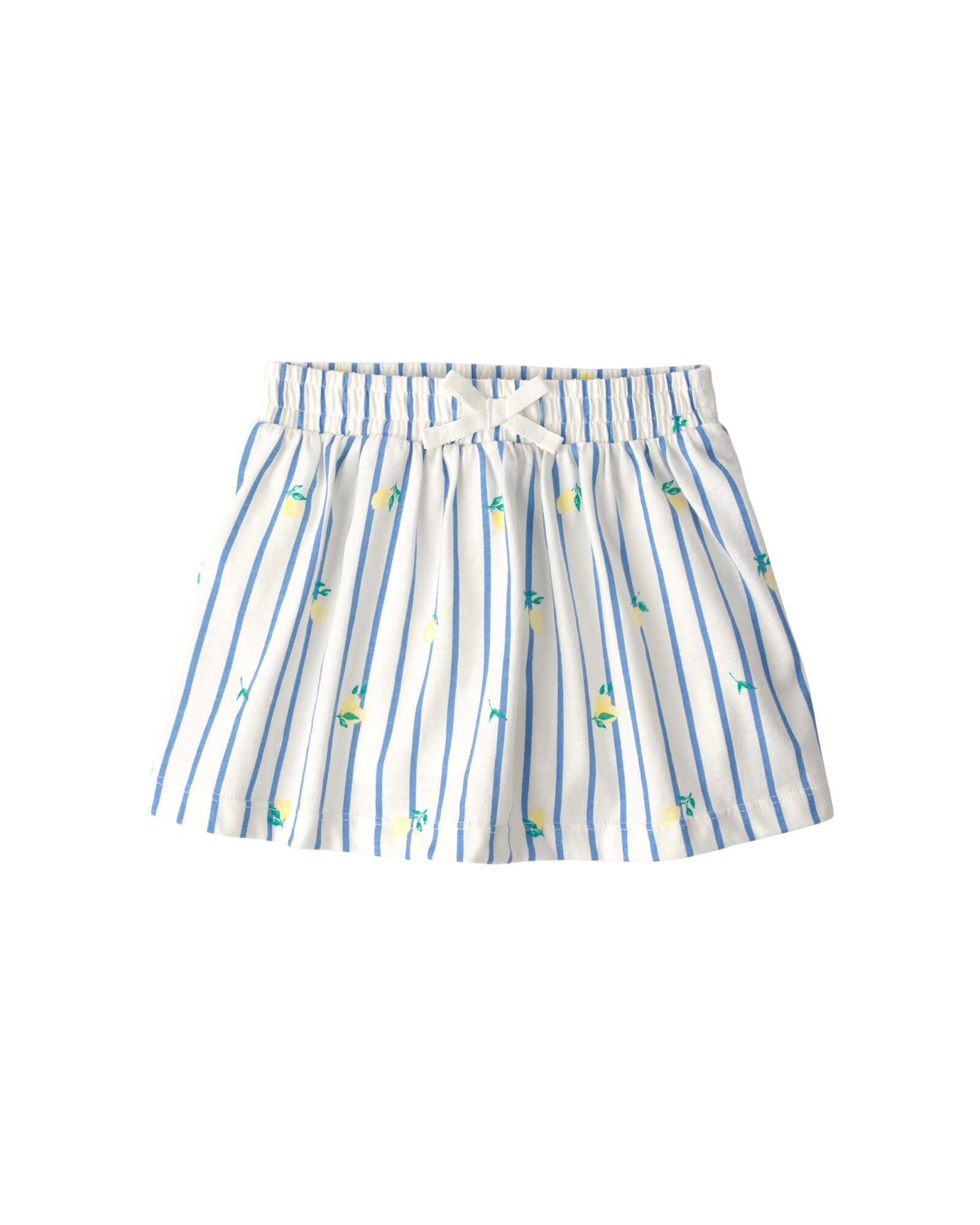 Pollera short de algodón, diseño a rayas con limones Sin color