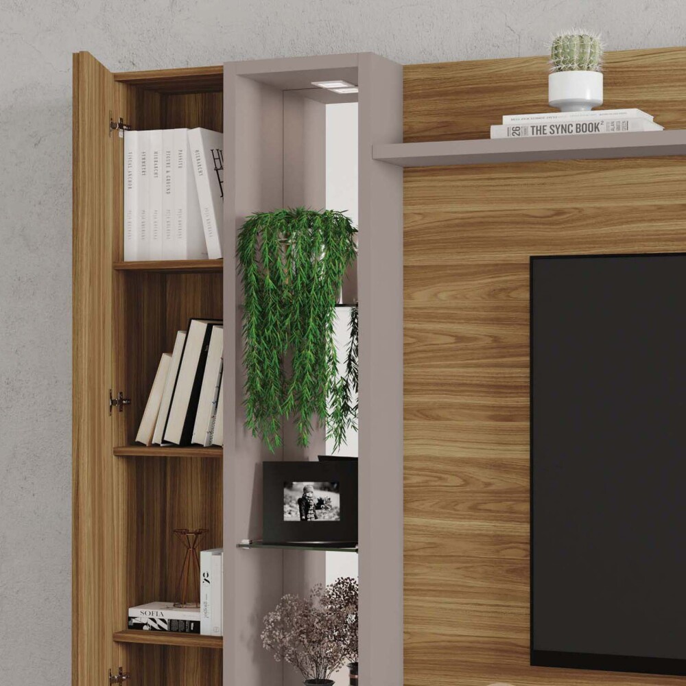 MODULAR PARA TV MDP MARRON CACAO MIEL