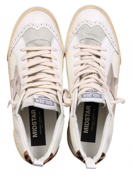 Golden Goose-Botines de cuero, Mid Star Classic Blanco