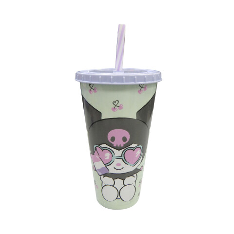 Vaso Plástico con Pajita Kuromi 700ml U