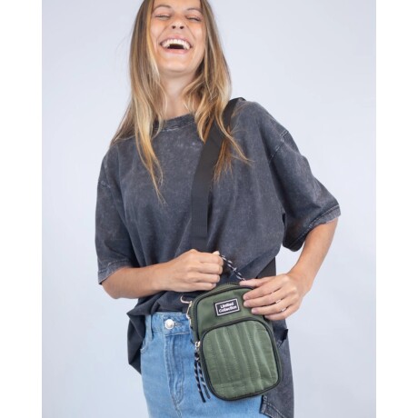 Bolso Compacto Capitoneado con Doble Bolsillo Canva Ideal Celular Verde