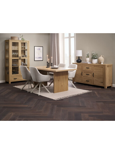 Silla de comedor ROSTRUP giratoria tela beige Silla de comedor ROSTRUP giratoria tela beige