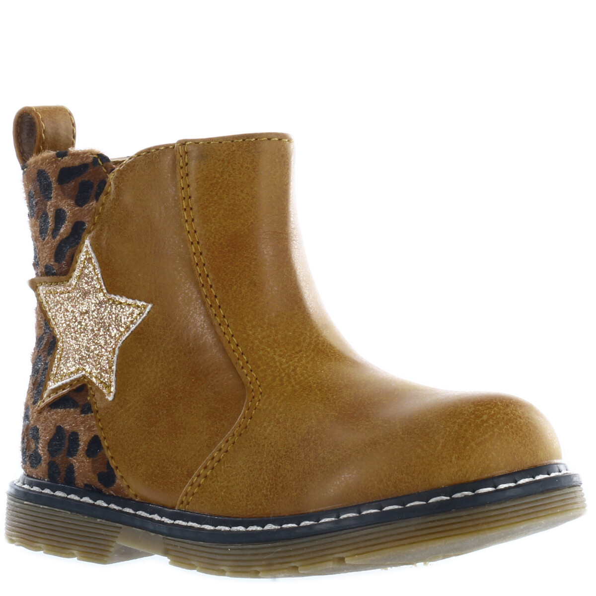 Bota de Niña Mini Miss Carol TOTI con detalle de estrella y animal print en talon - Tan 