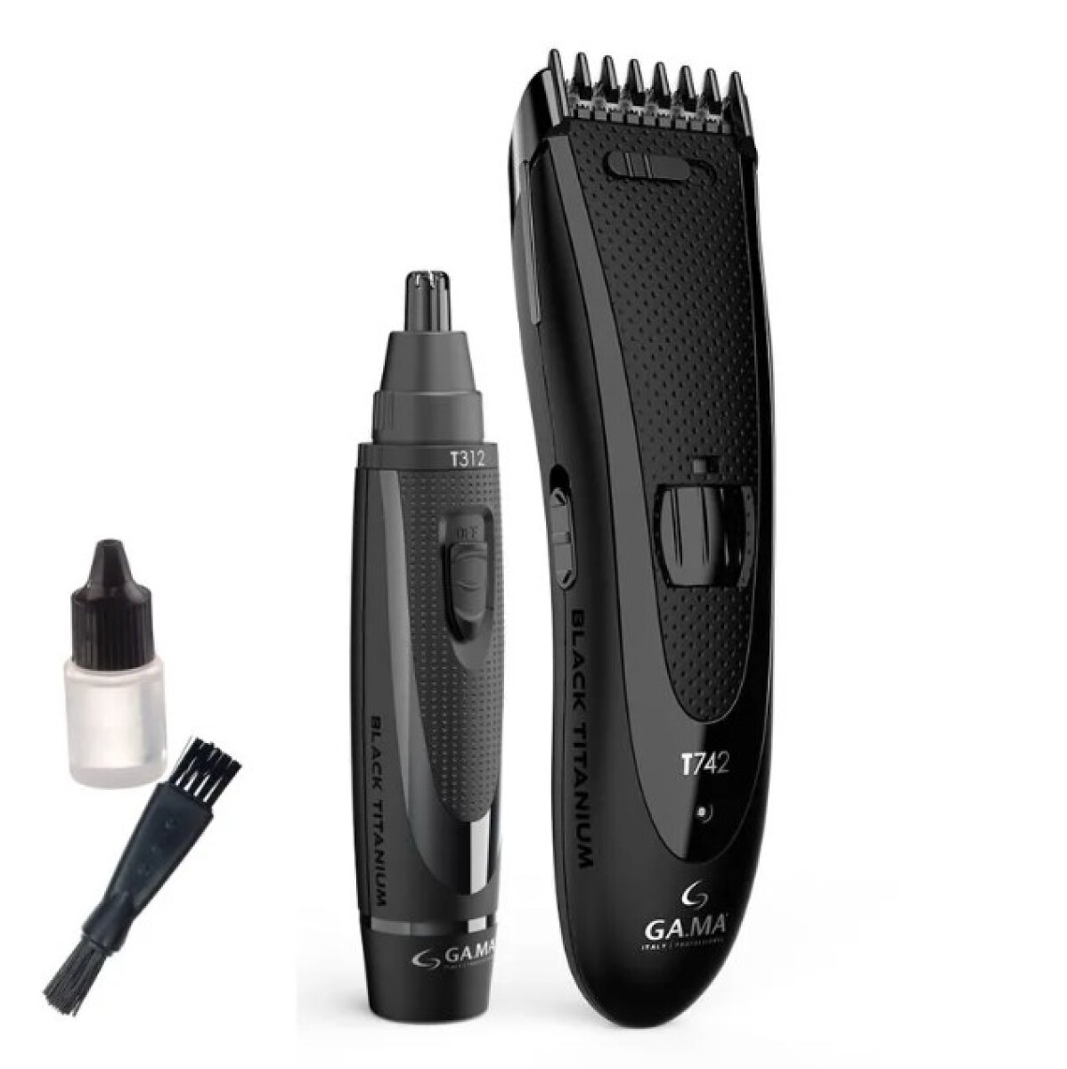 Pack GA.MA Italy Titanium T744 Clipper + Nose Trimmer 