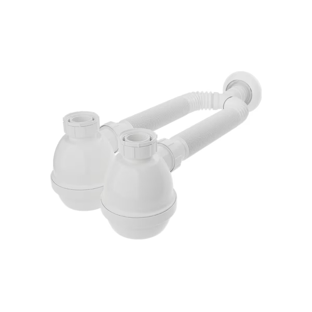 Sifón doble botella plástico universal Blukit blanco Sifón Doble Botella Plástico Universal Blukit Blanco