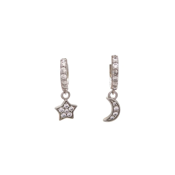 Caravanas Aros con dije-Plata 925-Piedra Zirconia-CA3078 conpiedra