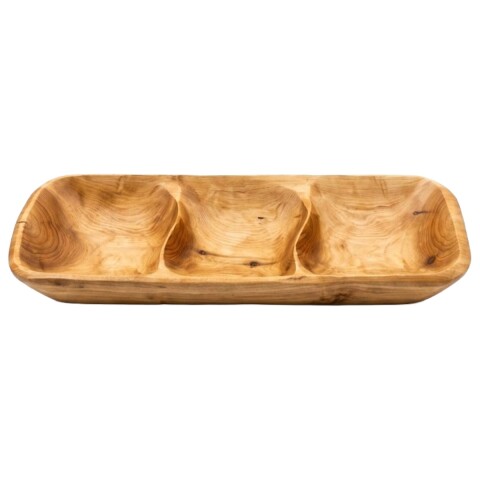 BANDEJA MADERA C/3 DIV 60X20X10CM Unica
