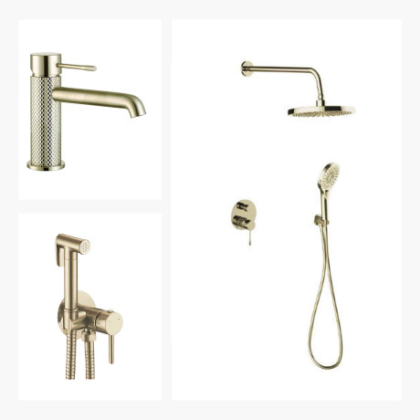 JUEGO DE GRIFERIA LAV BAJO DUCHA EMBUTIDA Y DUCHA HIGIENICA GRIS-BRUSHED NICKEL