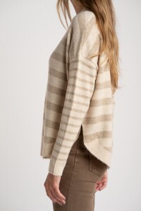 Sweater Rayado Combinado Beige Melange
