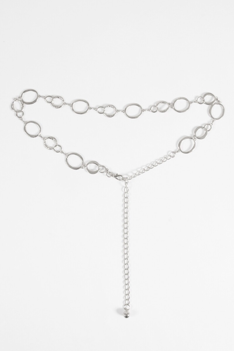 Cinturón metálico eslabones irregulares plateado