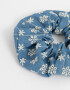 Skunzies De denim Maxi Scrunchie Bordada - Azul Celeste