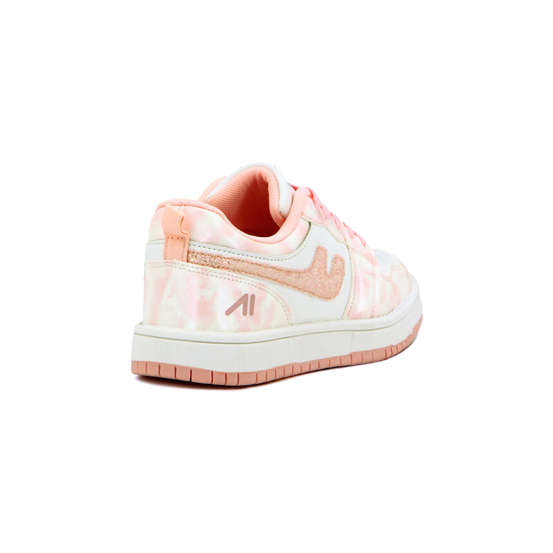 Austral Calzado Deportivo Galactic Acordonado Con Velcro Blanco-rosa Claro
