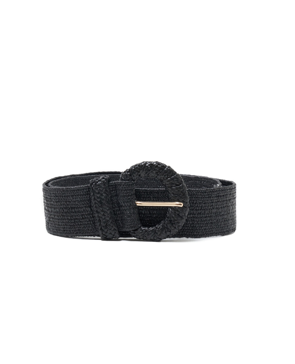 Cinturón elástico con hebilla forrada - negro 
