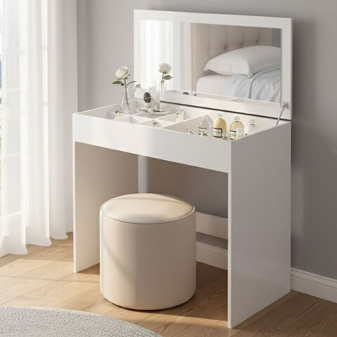 Escritorio Tocador Blanco con Espejo 2 en 1 - Organiza y Decora Escritorio Tocador Blanco con Espejo 2 en 1 - Organiza y Decora