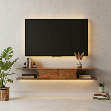 MUEBLE PARA TV MADERA MARRON AÉREO 160CM CASTAÑO