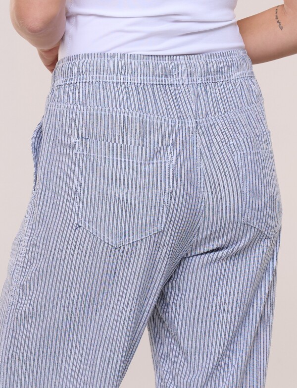 Pantalón Lino BLANCO/AZUL