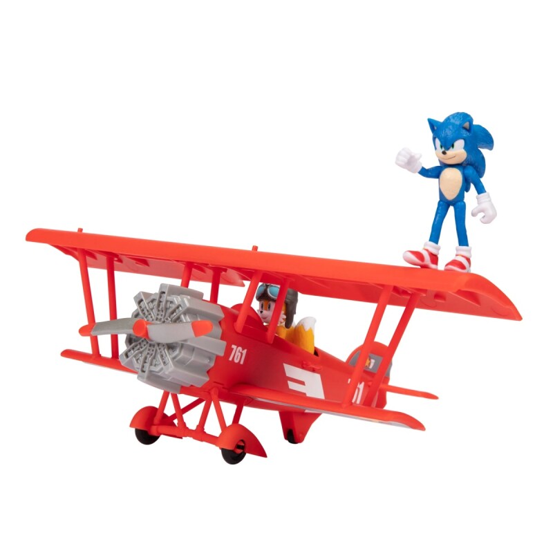 Avión Biplano con Figuras de Sonic y Tails Avión Biplano con Figuras de Sonic y Tails