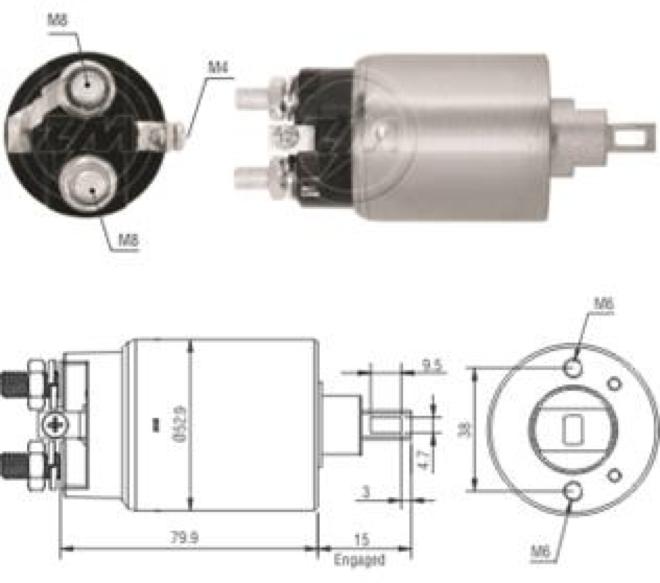AUTOMATICO DE ARRANQUE MITSUBISHI CATERPILLAR 12V MITSUBISHI ZM 